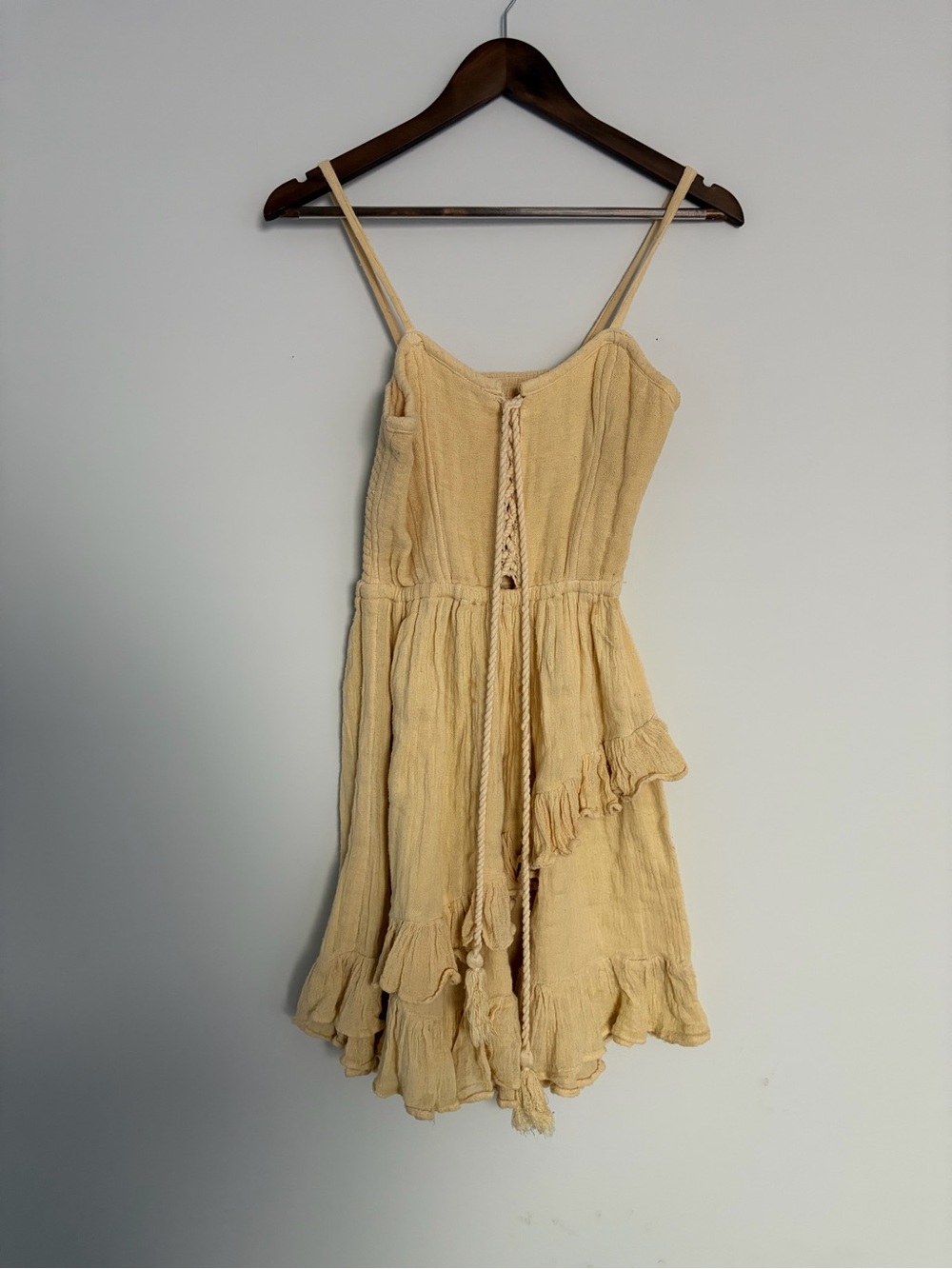 Jen’s Pirate Booty Cotton Gauze Dress M Cream Ruffle Boho Fairy Festival